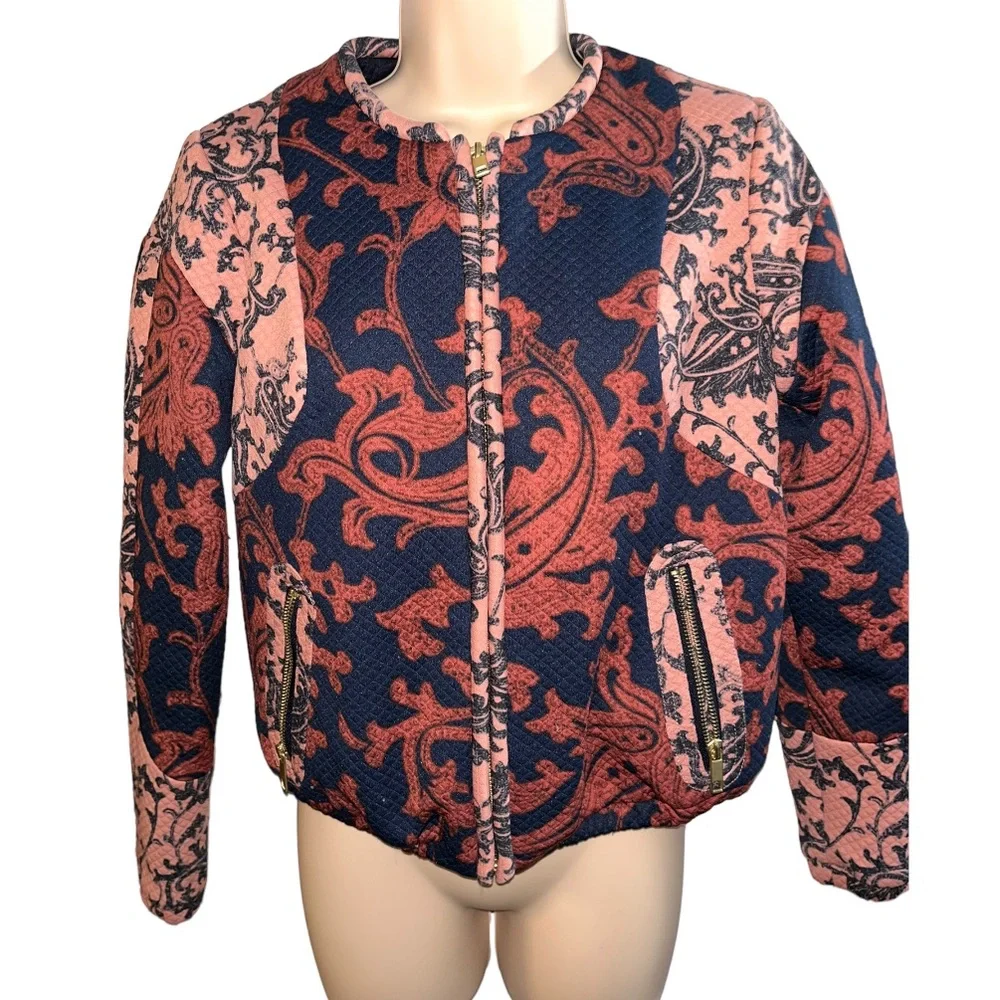 H&M Quilted Fall Colors Bomber Jacket Size 6 - Picture 2 of 8